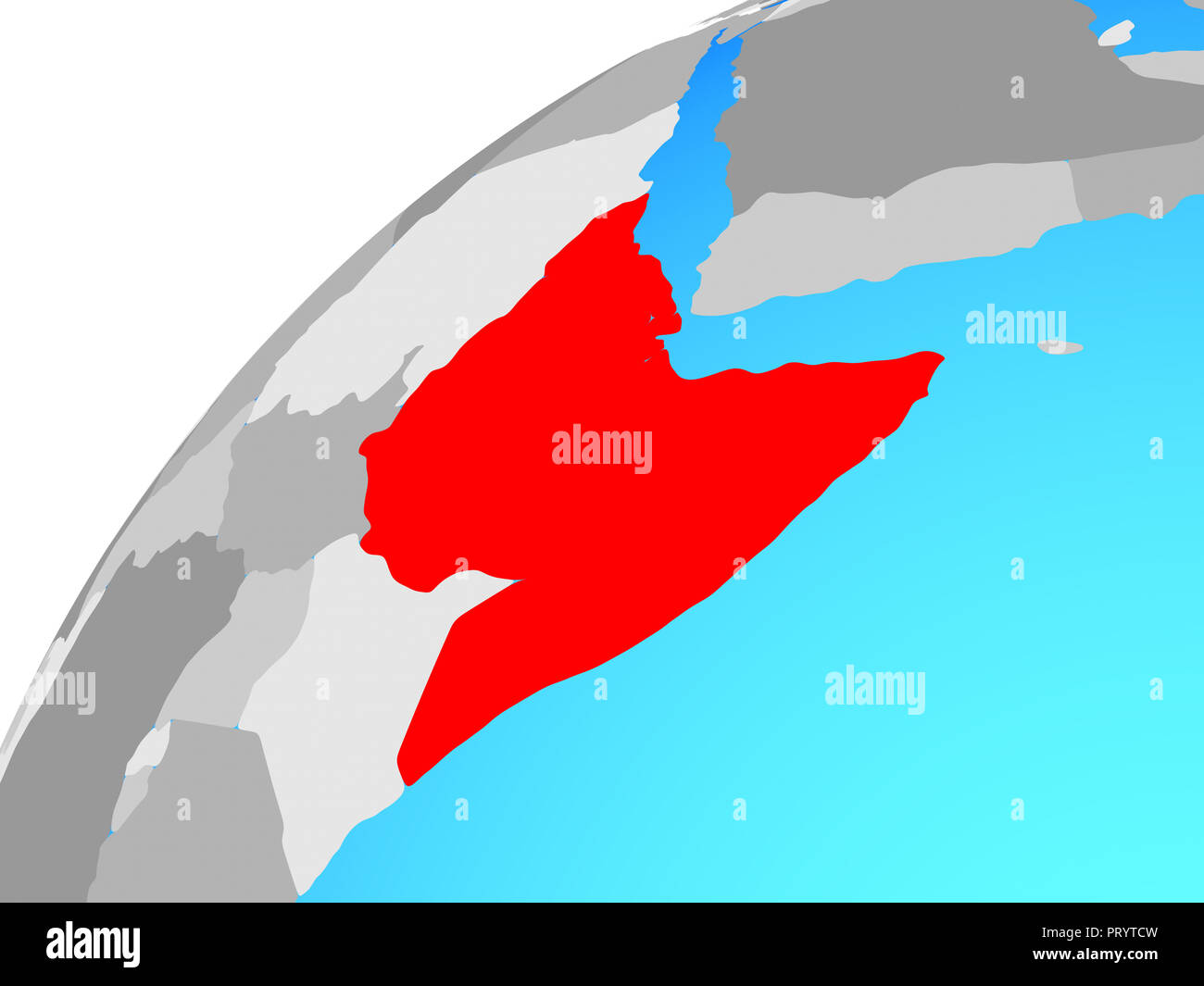 Horn of Africa on globe. 3D illustration Stock Photo - Alamy
