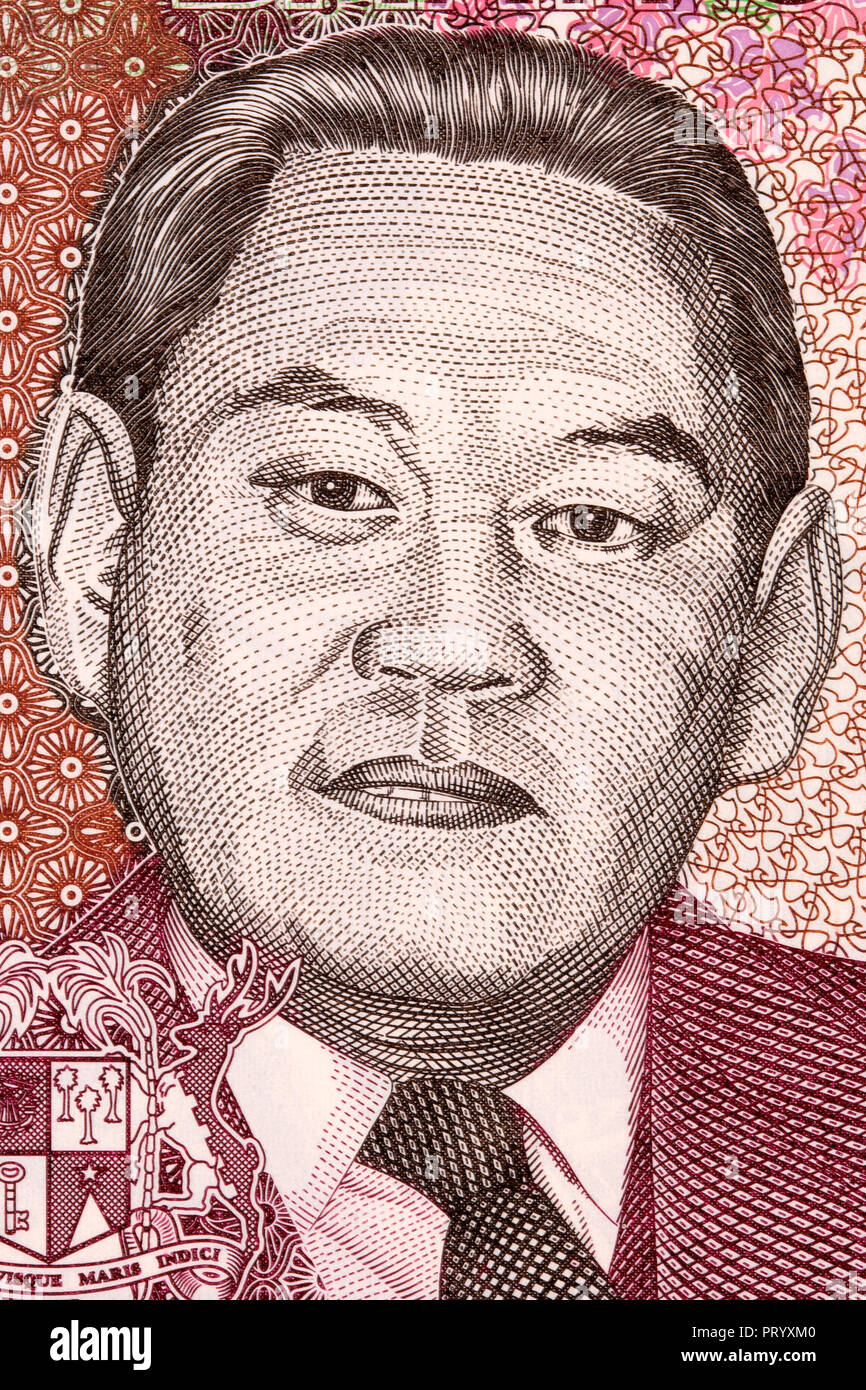 Moilin Jean Ah-Chuen portrait from Mauritian money Stock Photo
