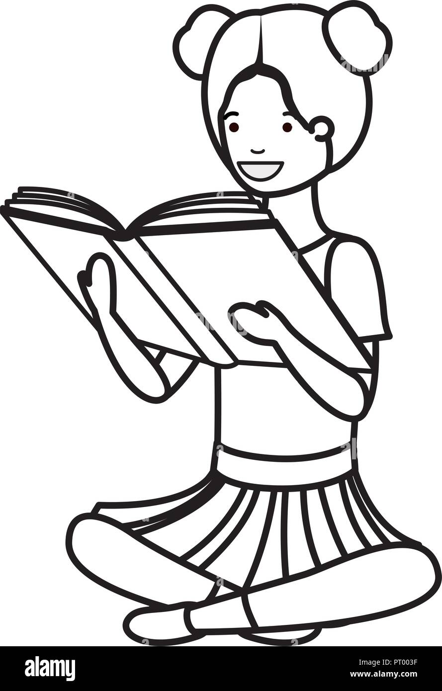 young student girl sitting reading book Stock Vector Image & Art - Alamy
