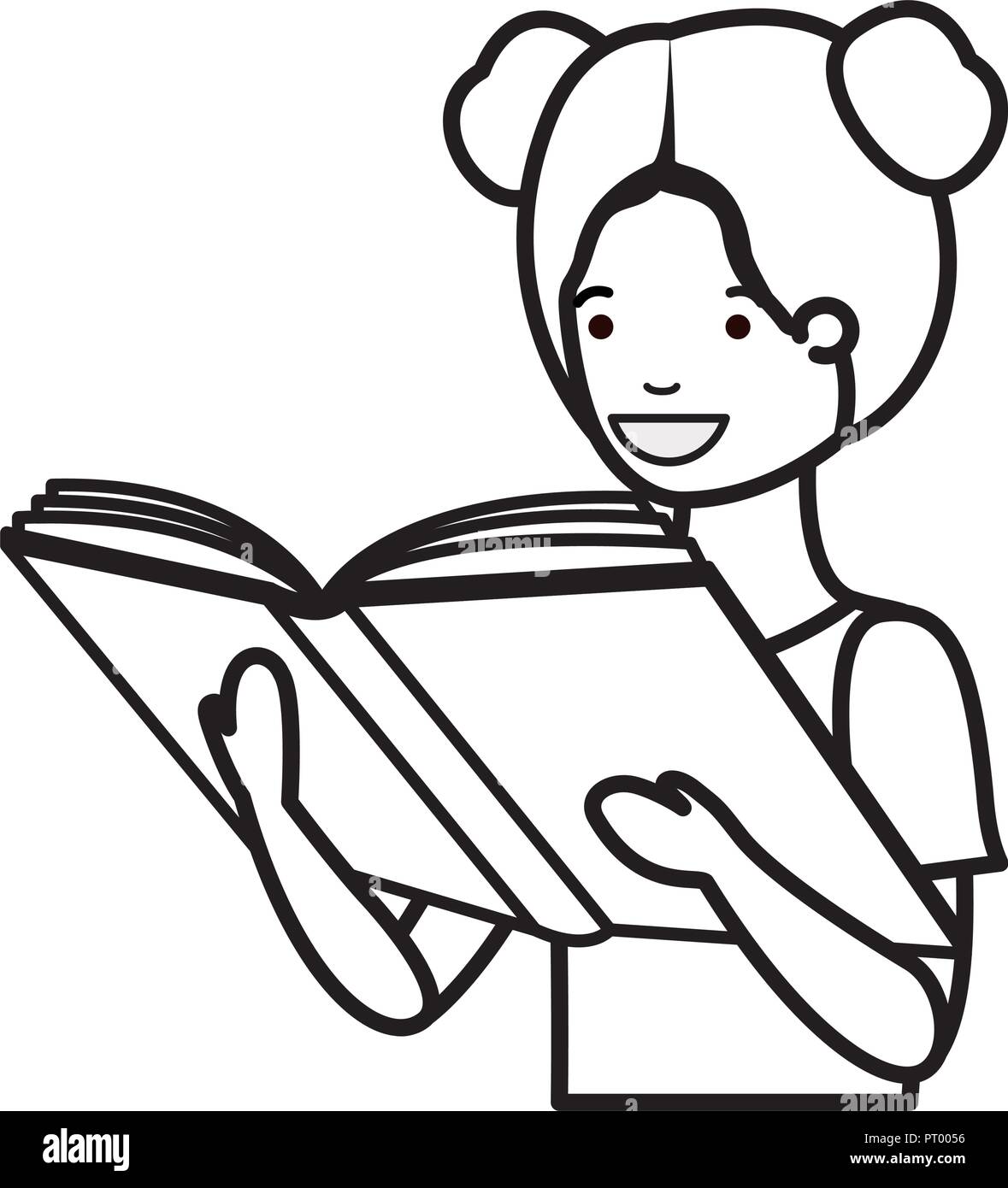 How to draw a girl reading a book step by step