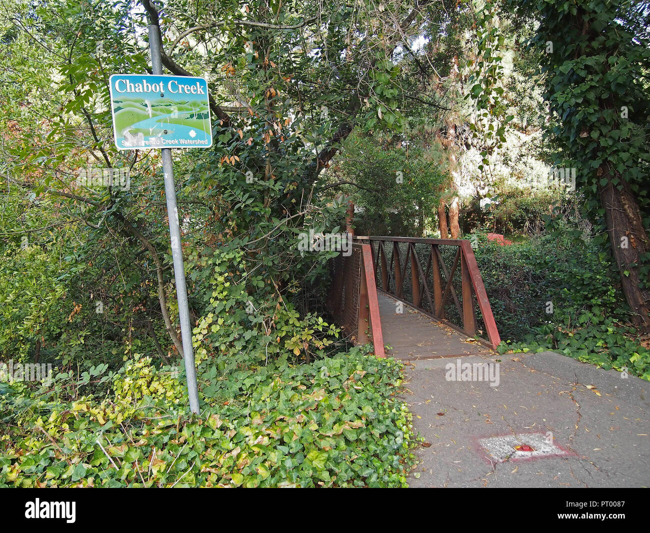 pedestrian, Bridge over Chabot Creek, part of San Lorenzo Creek Watershed, in Alameda County