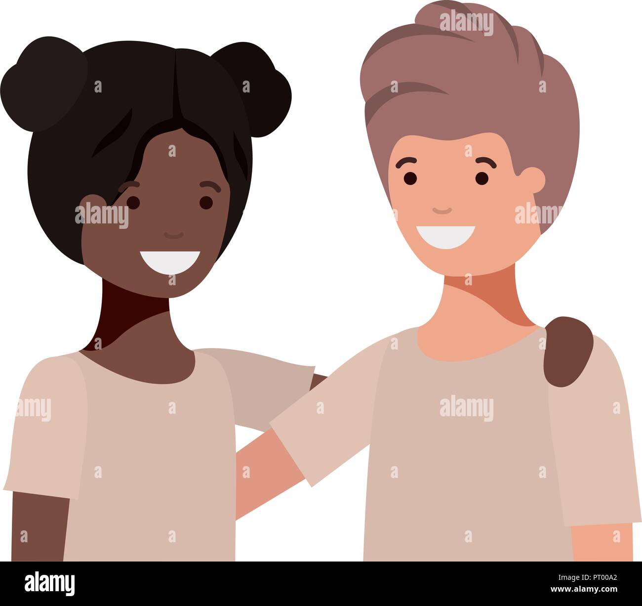 friendly teenagers ethnicity couple characters Stock Vector Image & Art ...
