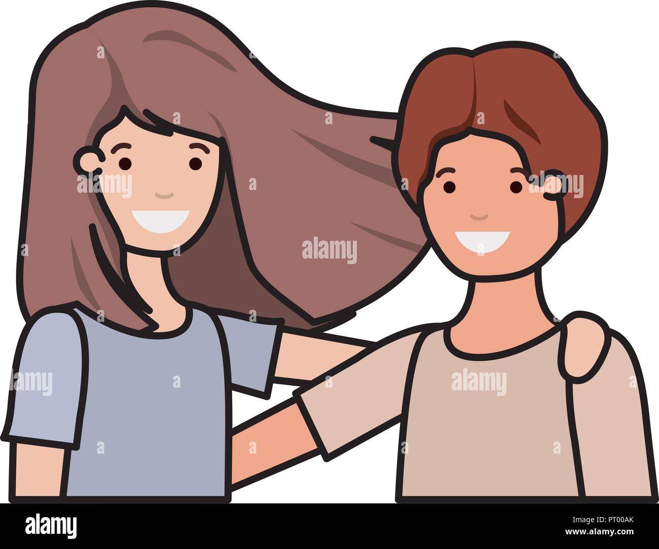 friendly teenagers couple characters Stock Vector Image & Art - Alamy