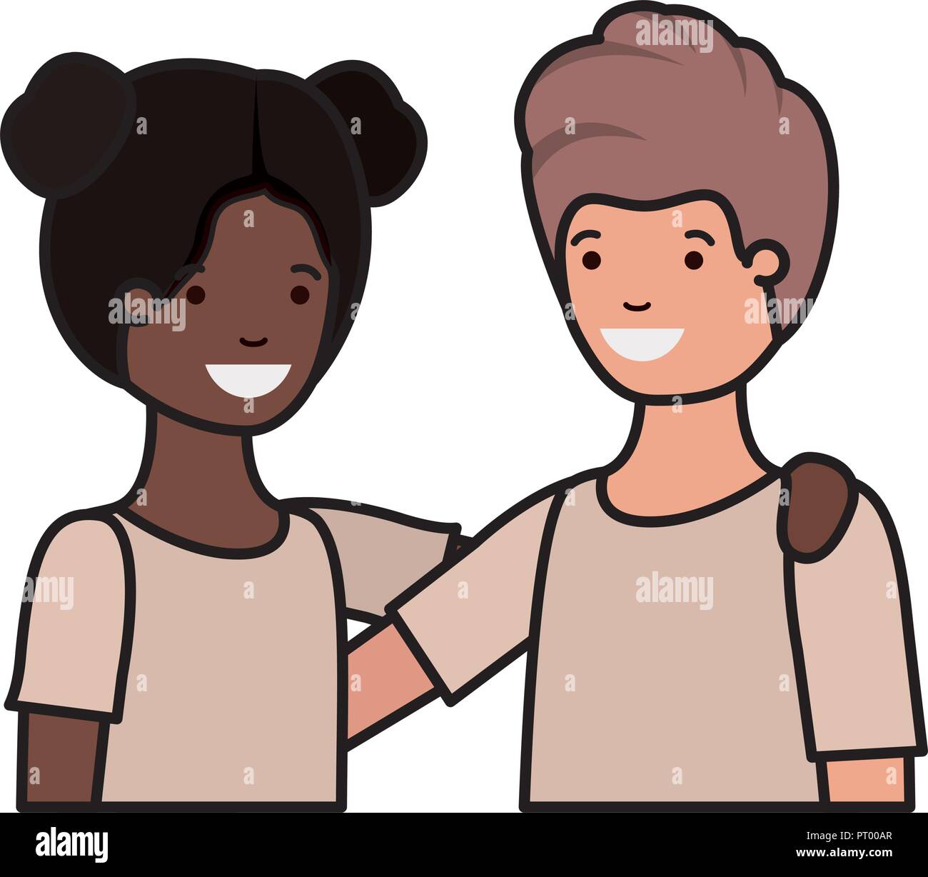 friendly teenagers ethnicity couple characters Stock Vector Image & Art ...