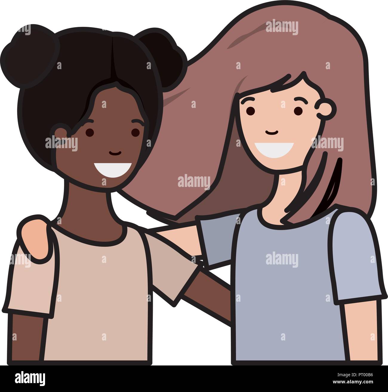 friendly teenagers ethnicity girls characters Stock Vector Image & Art ...