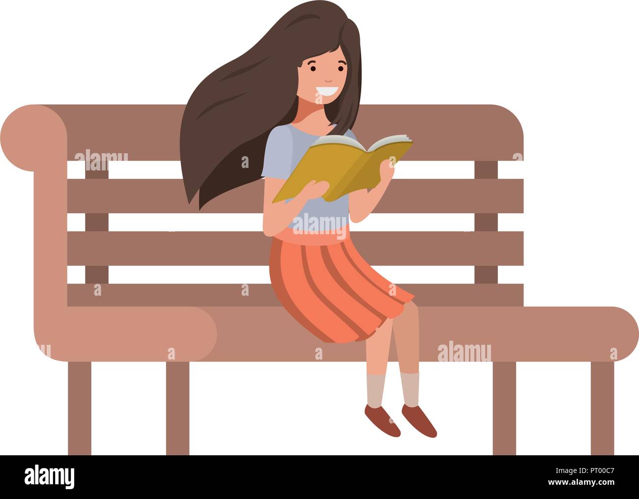 young student girl sitting reading book Stock Vector Image & Art - Alamy