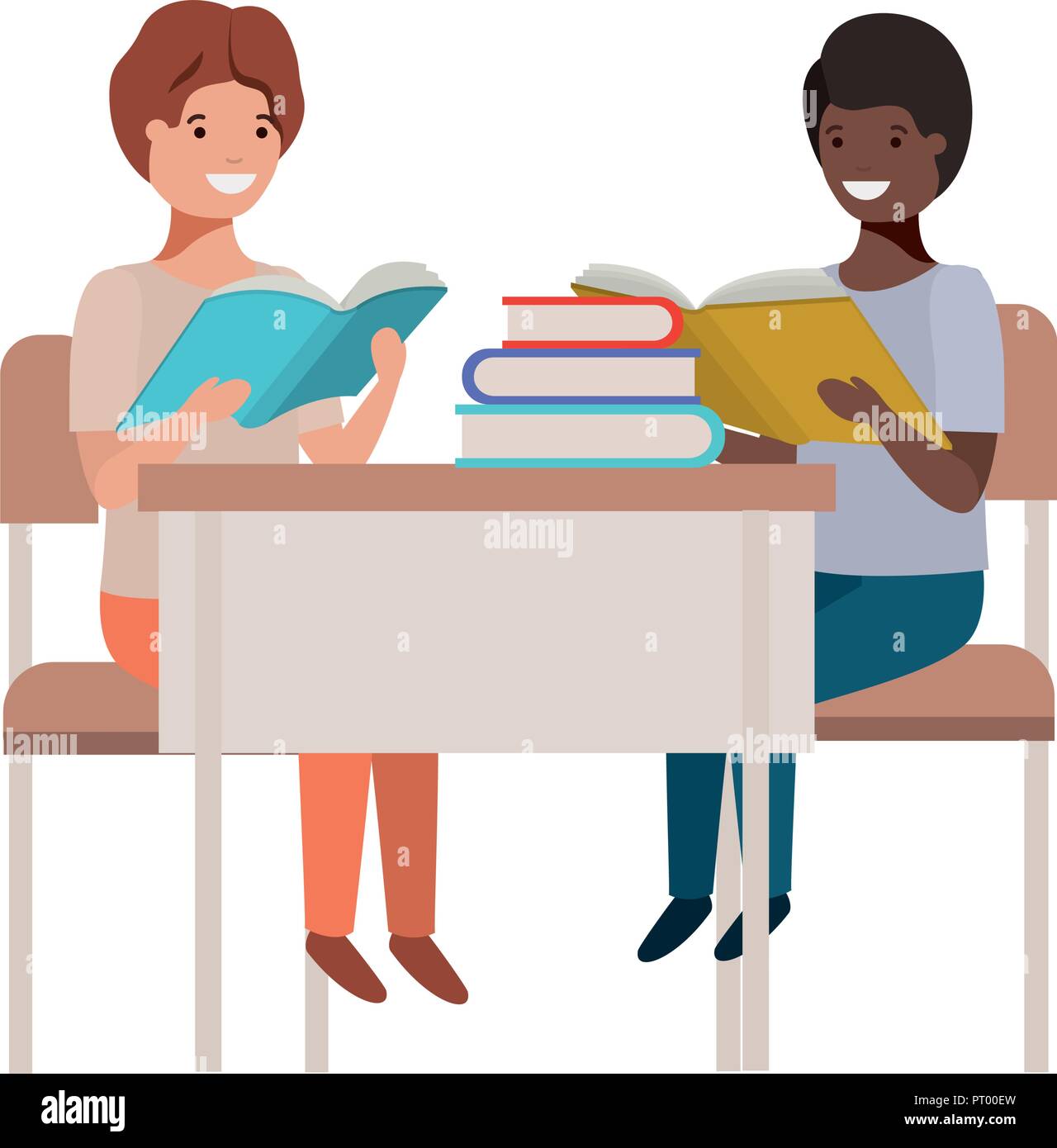 young students sitting in school desk Stock Vector Image & Art Alamy