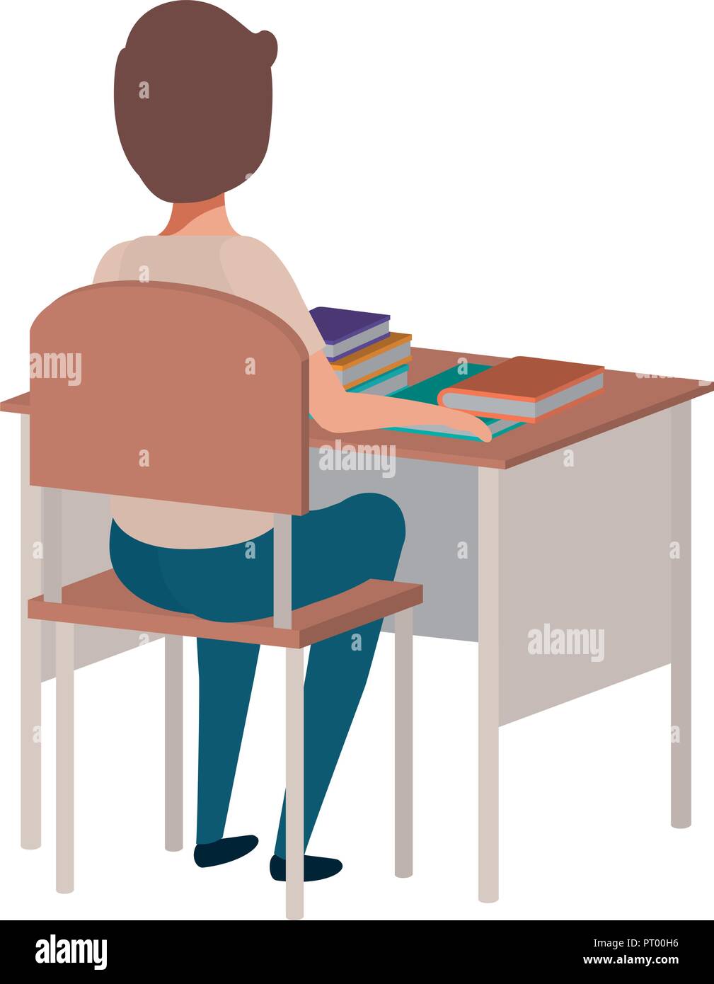 young student boy sitting in school desk Stock Vector Image & Art Alamy