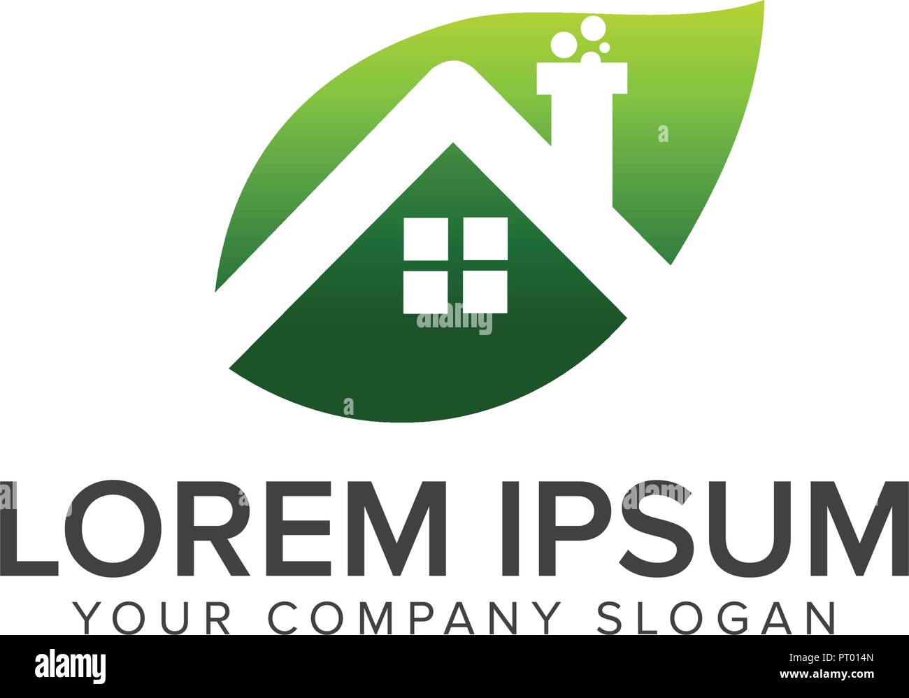 Leaf house real estate logo design concept template Stock Vector Image ...
