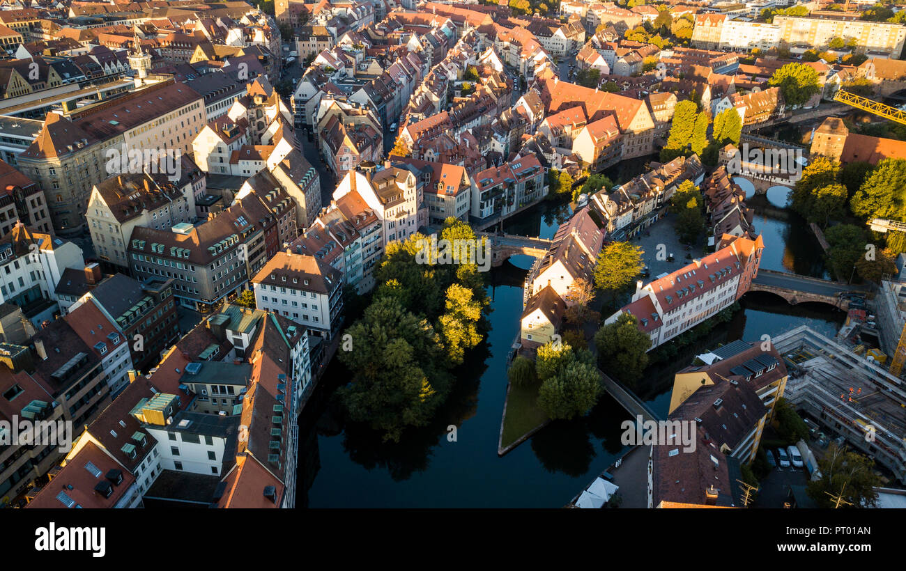 Aerial view of the Altstadt, old town, Nuremberg, Germany Stock Photo