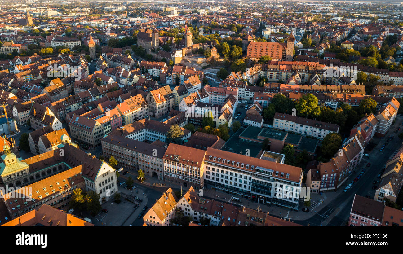 Aerial view of the Altstadt, old town, Nuremberg, Germany Stock Photo