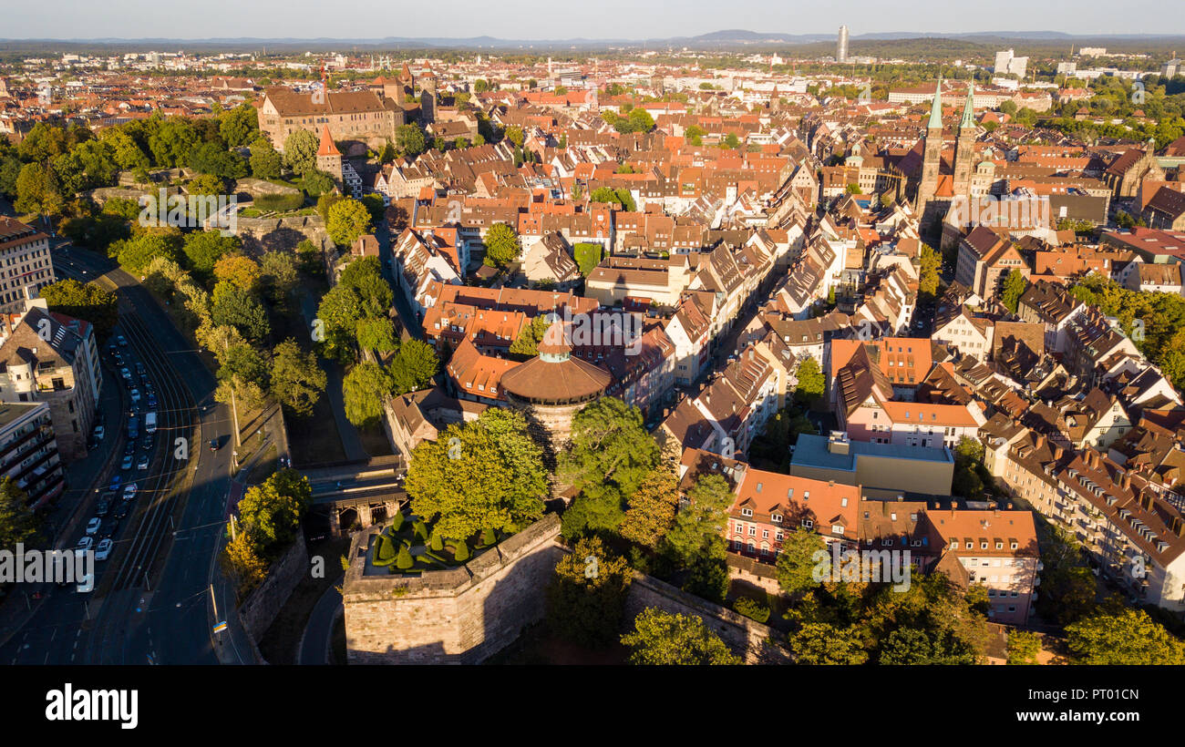 Aerial view of the Altstadt, old town, Nuremberg, Germany Stock Photo