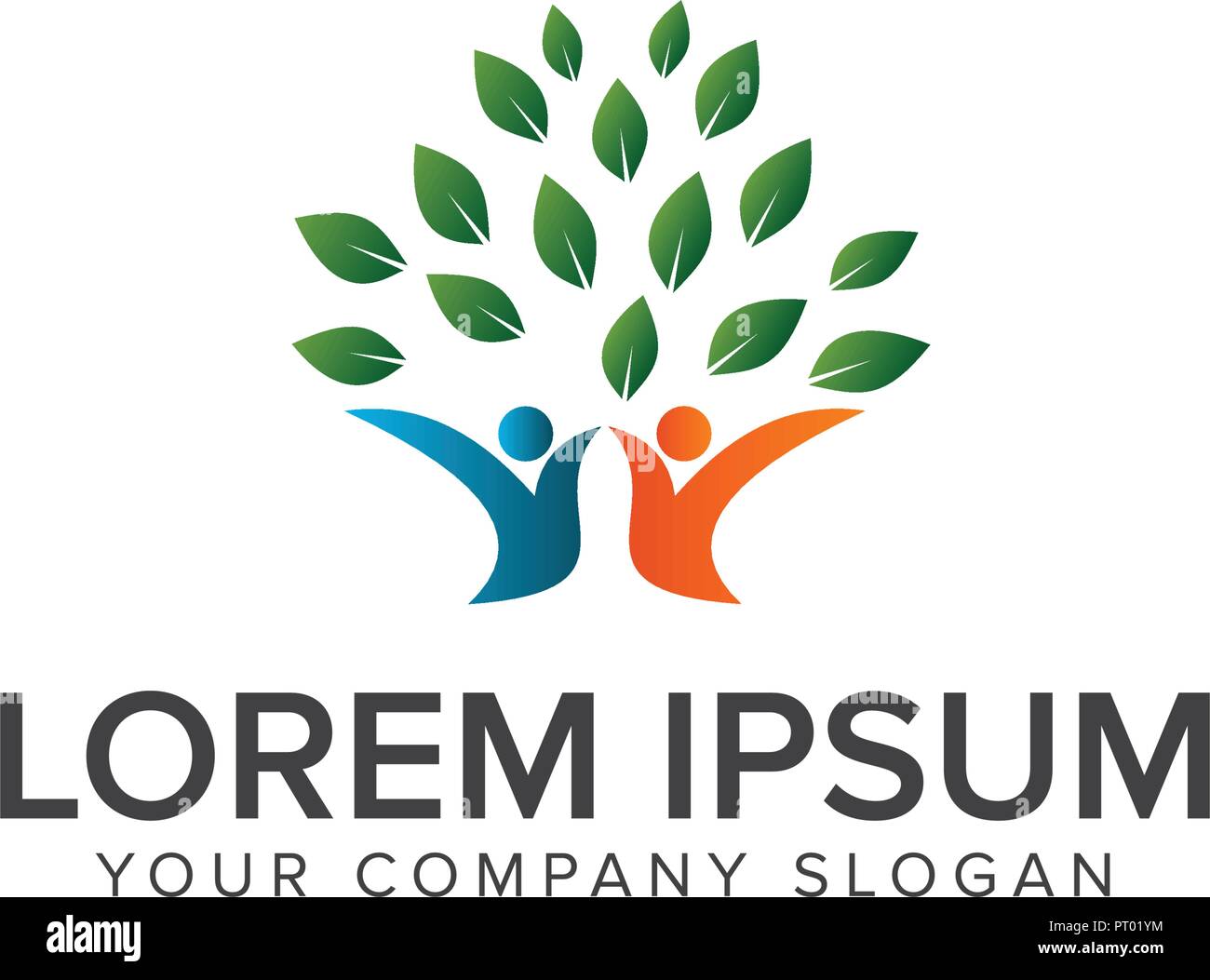 tree people logo. Natural logos concept design Stock Vector