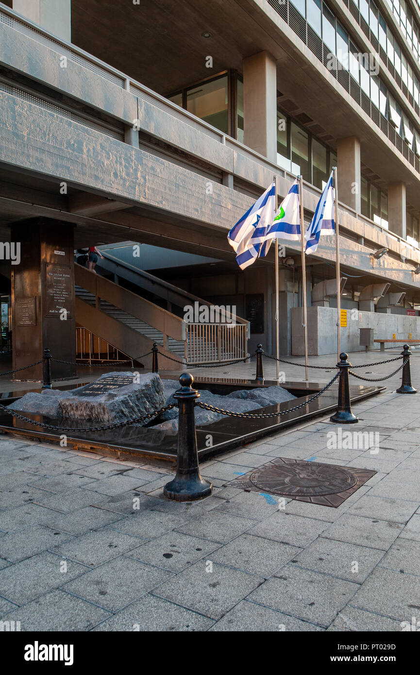 Israel, Tel Aviv - 15 September 2018: Monument marking the site of the assassination of Yitzhak Rabin Stock Photo