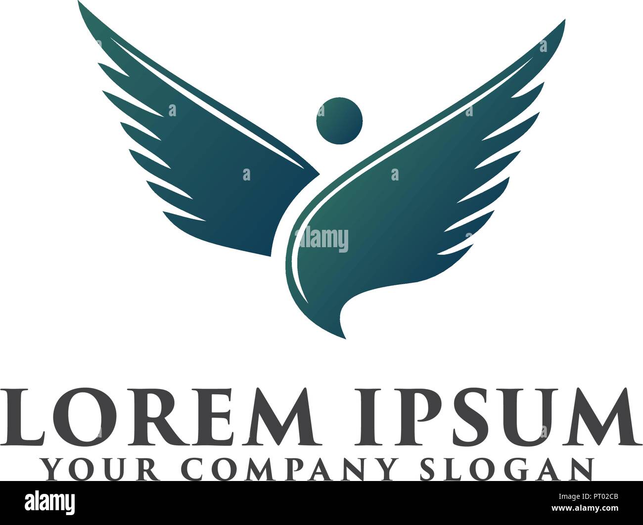 bird wing logo. stand posotion, logo design concept template Stock Vector
