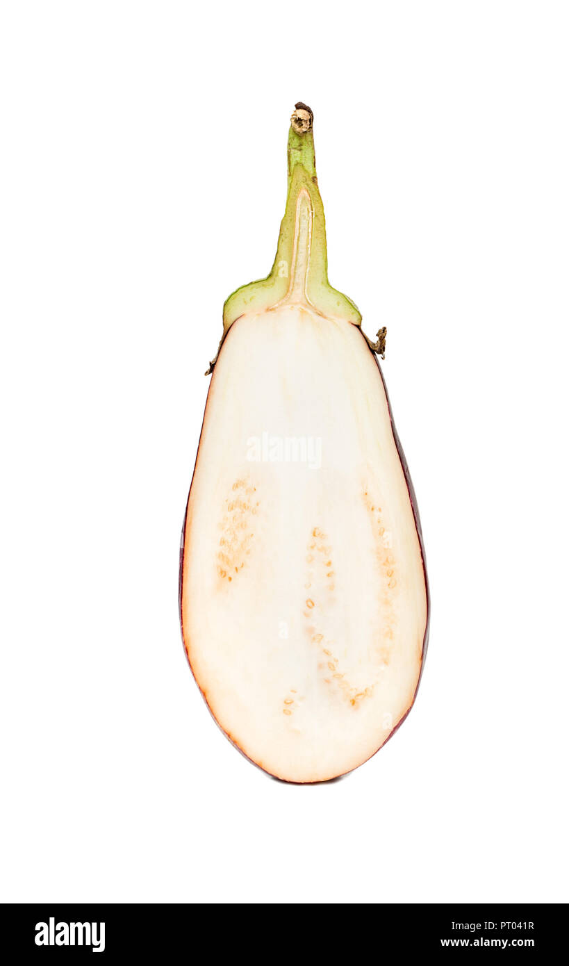 Half purple eggplant isolated on white background Stock Photo