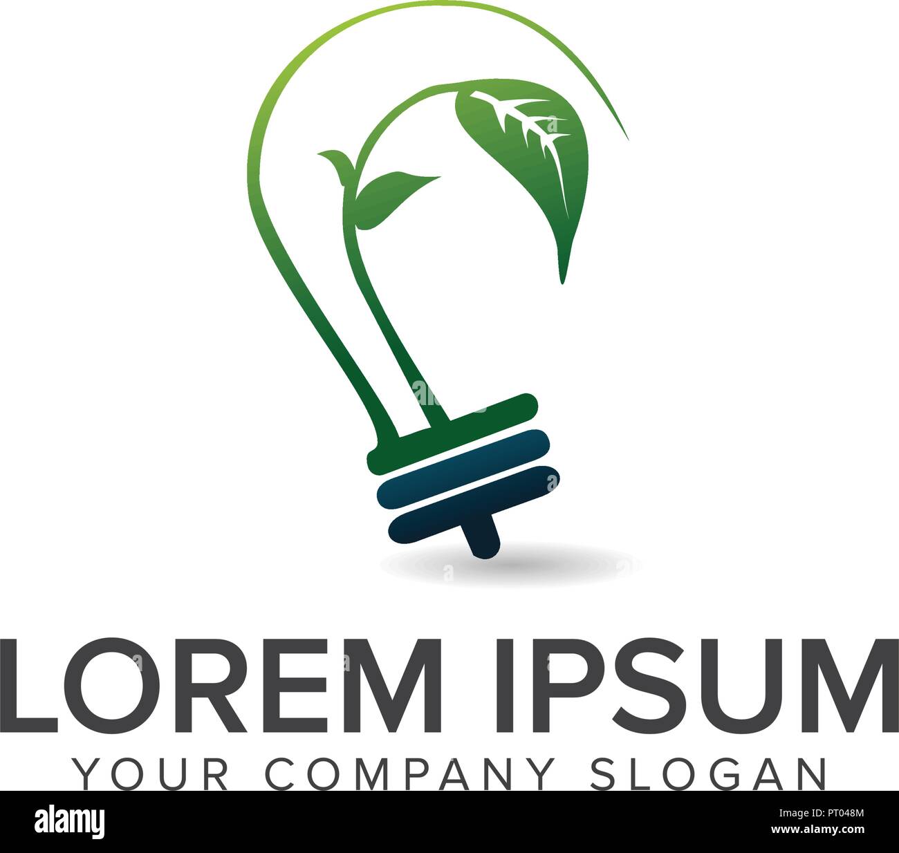 bulb green leaf logo design concept template Stock Vector