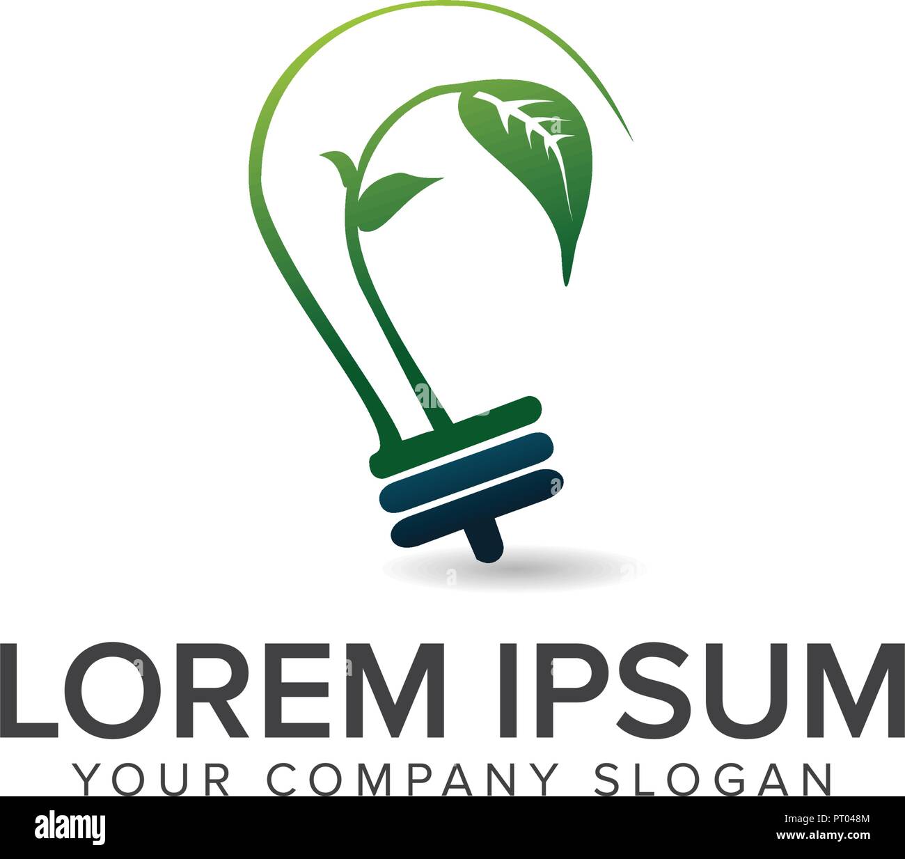bulb green leaf logo design concept template Stock Vector Image & Art ...