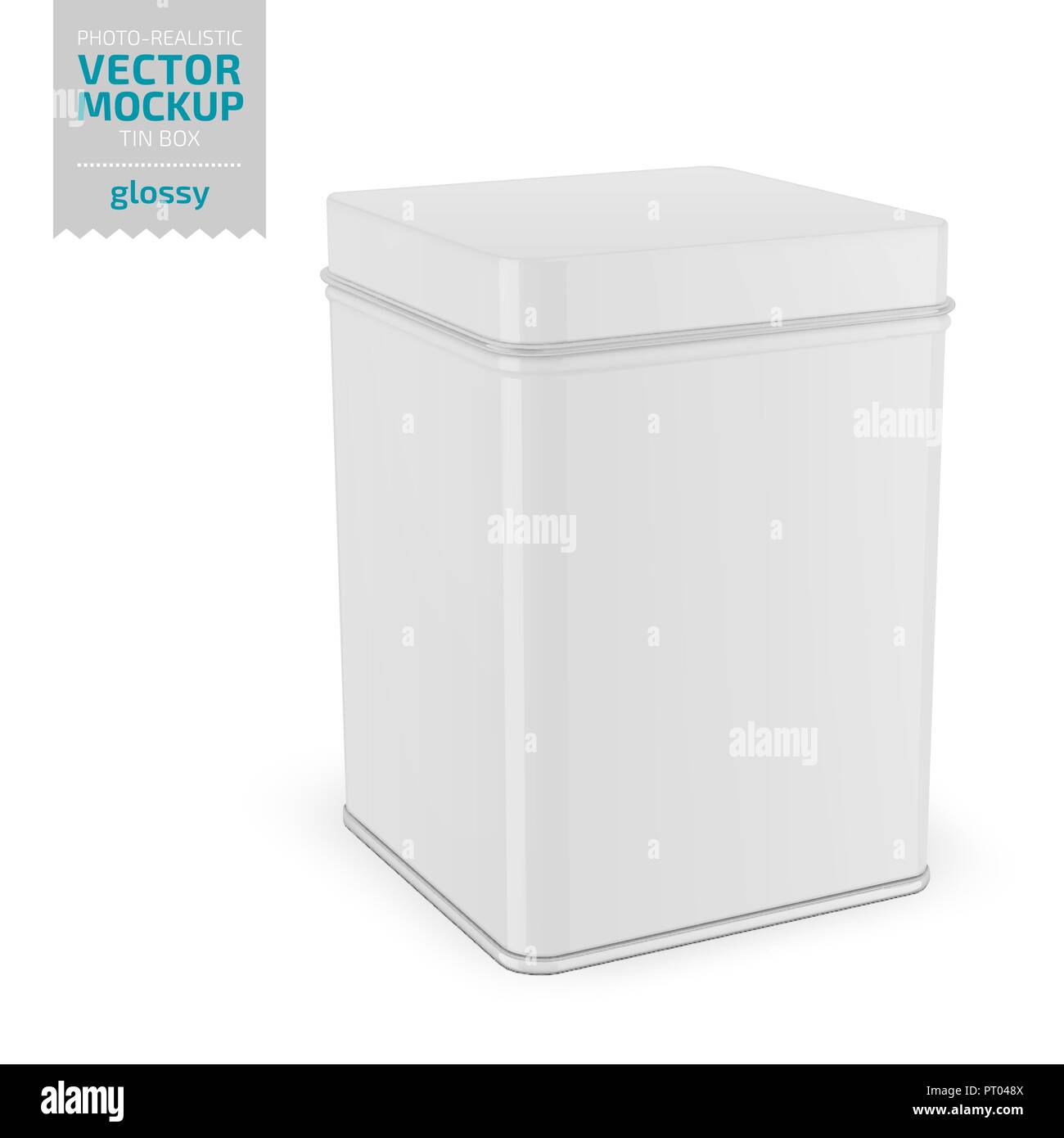 Square glossy tin can template. Realistic vector Stock Vector Image ...