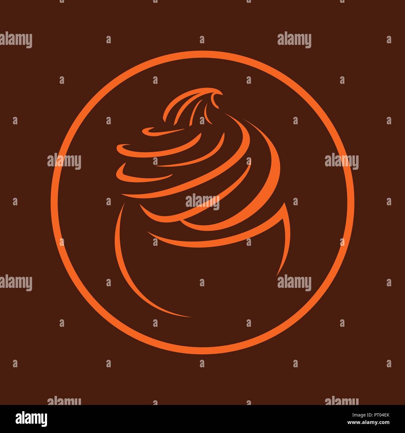 Cupcake Frosting Brown Vector Icon Symbol Graphic Logo Design Template Stock Vector