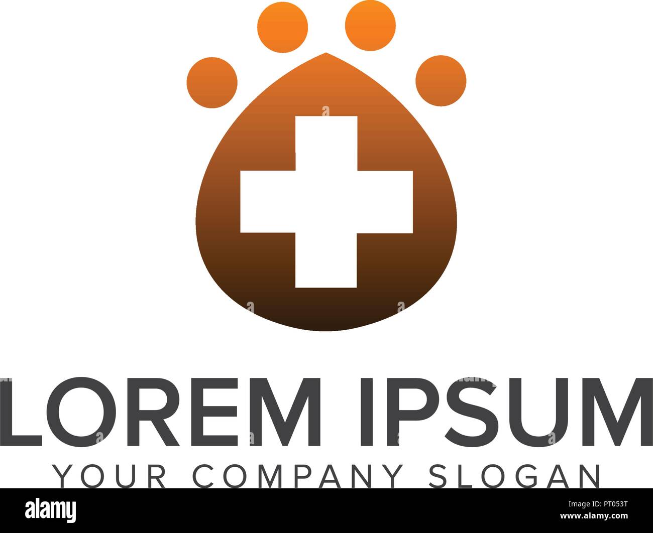 pet care logo. paw logo. Medical pet logo design concept template Stock