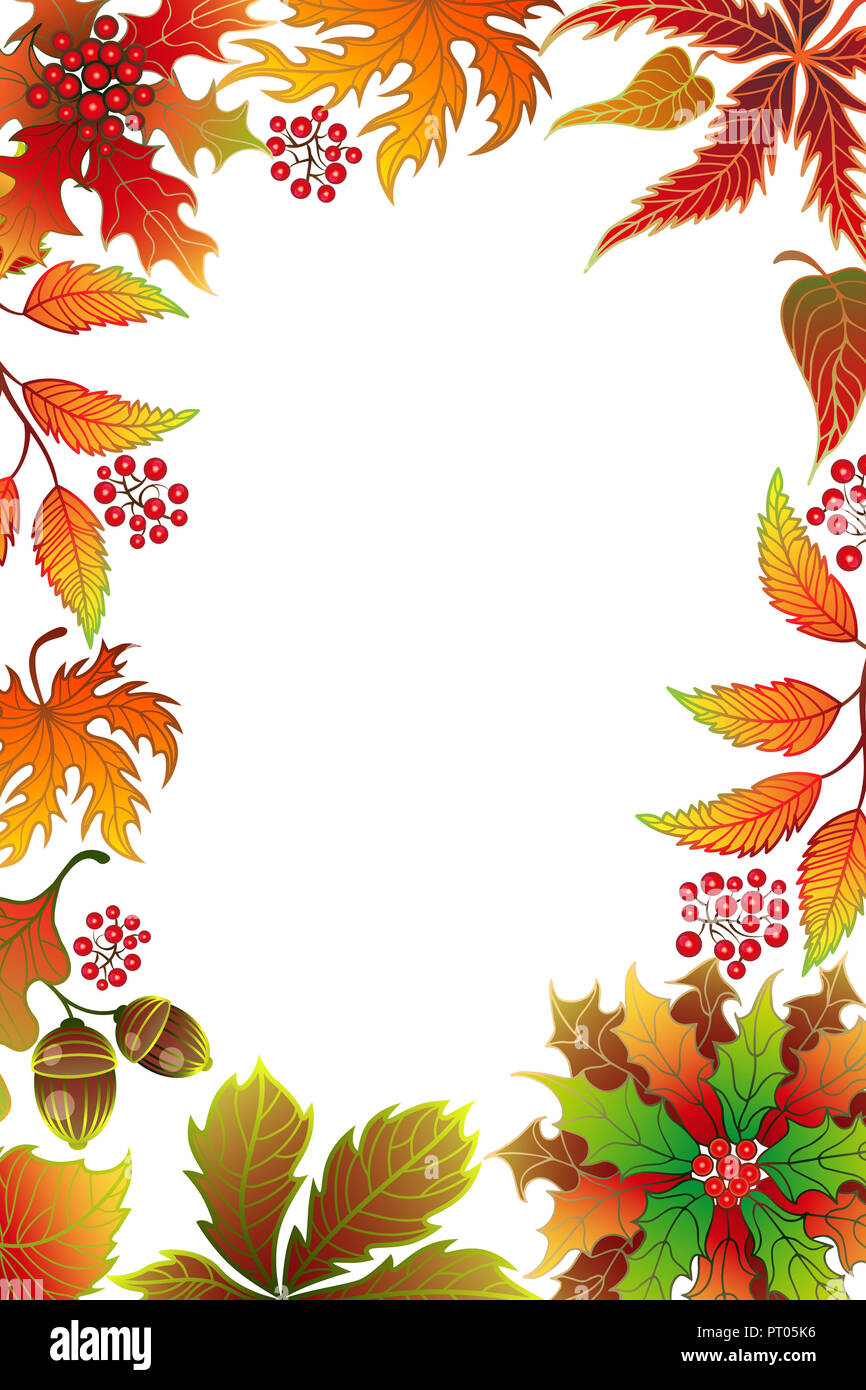 Autumn background with maple leaves and frame for photo with place for ...
