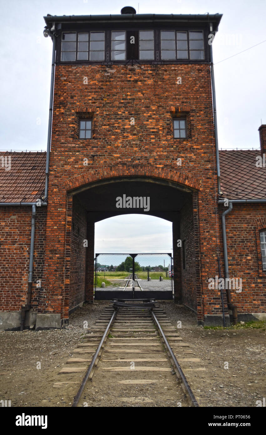 Auschwitz - the entrance Stock Photo