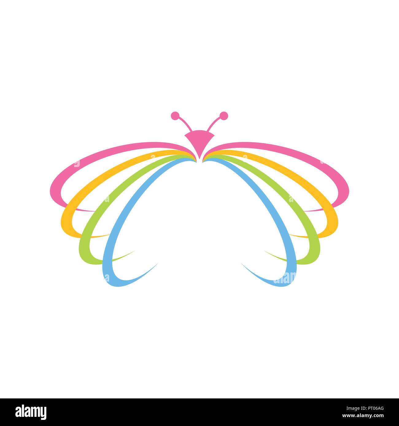 Beautiful Colorful Butterfly Crescent Open Wings Vector Symbol Graphic Logo Design Template Stock Vector
