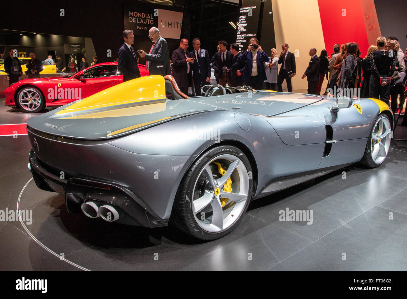 PARIS OCT 2 2018 Ferrari Monza SP1 Sports Car Presented At The 