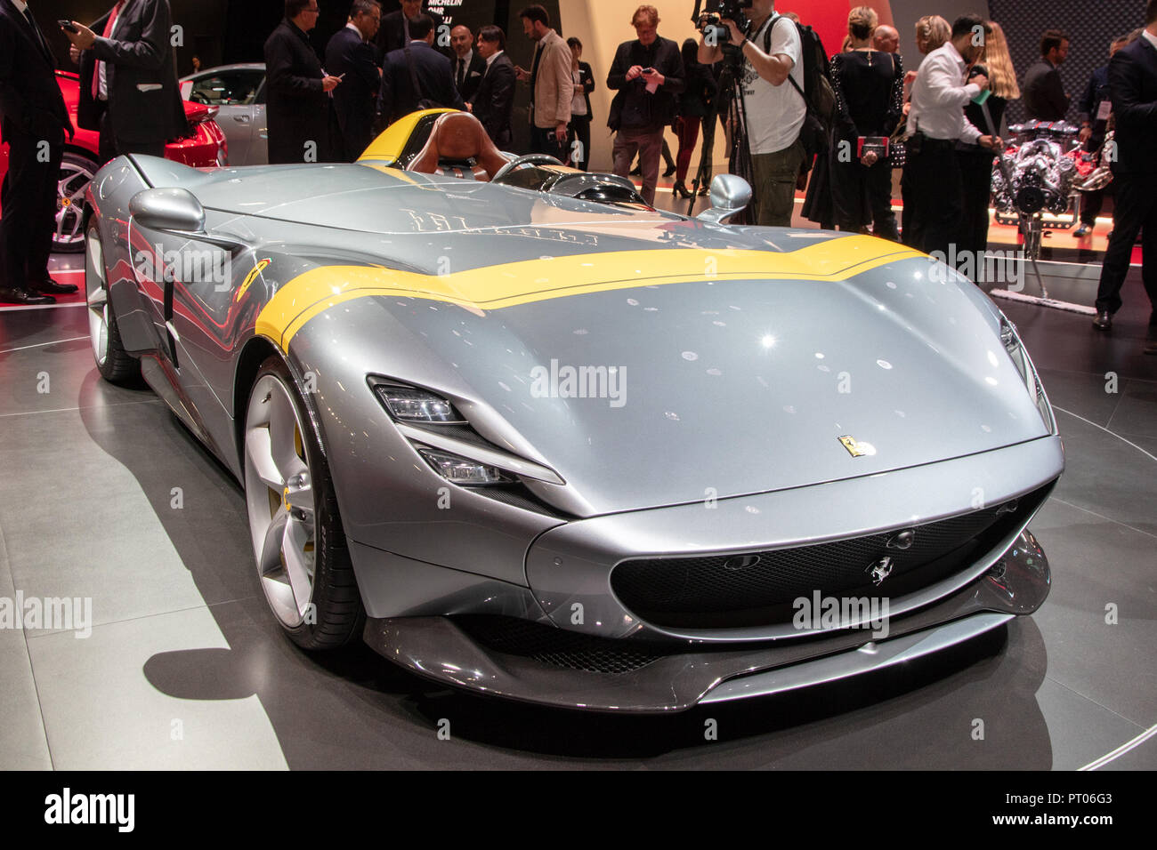 PARIS OCT 2 2018 Ferrari Monza SP1 Sports Car Presented At The 