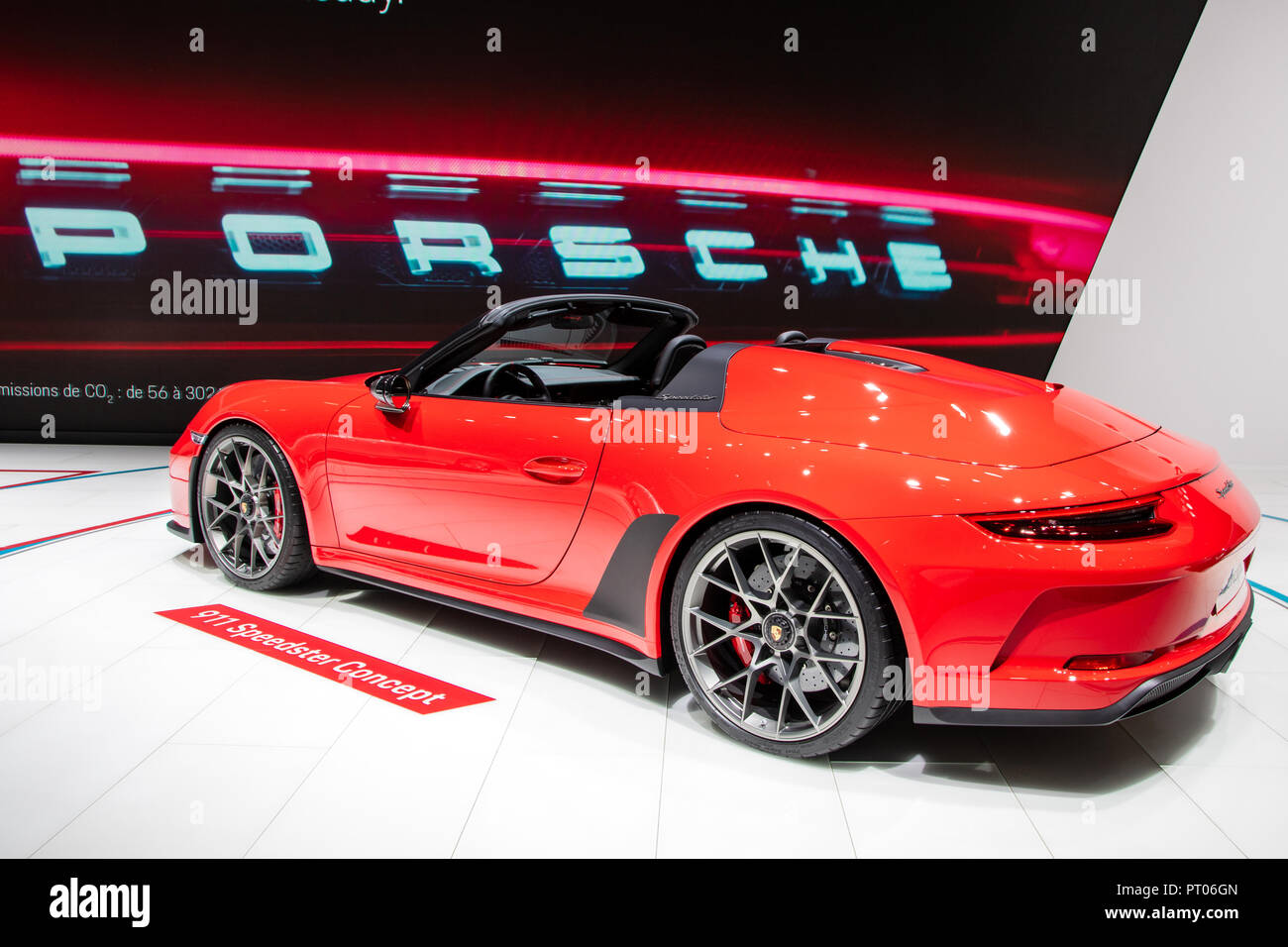 Paris Oct 2 2018 New Porsche 911 Speedster Sports Car Unveiled