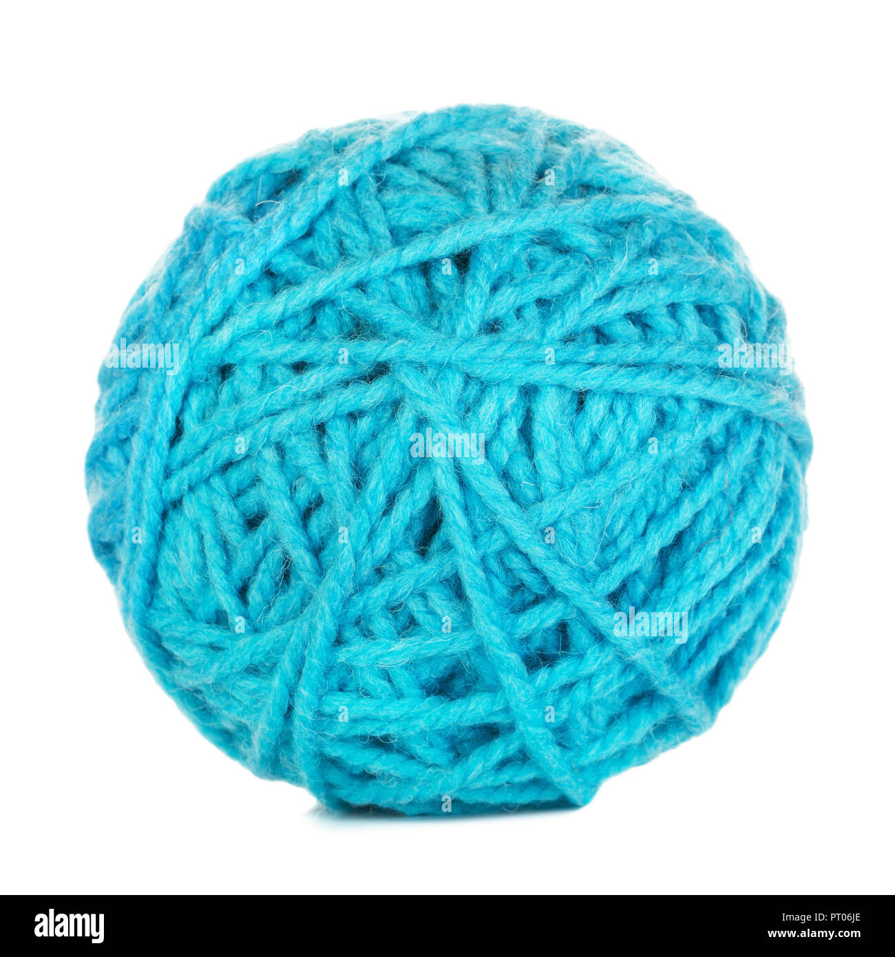 cyan yarn ball, isolated on white background Stock Photo