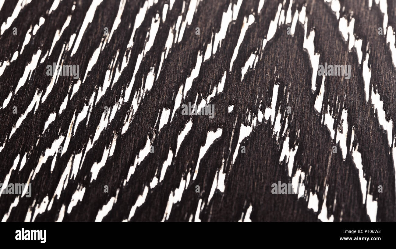 black painted oak wooden texture, close up background Stock Photo
