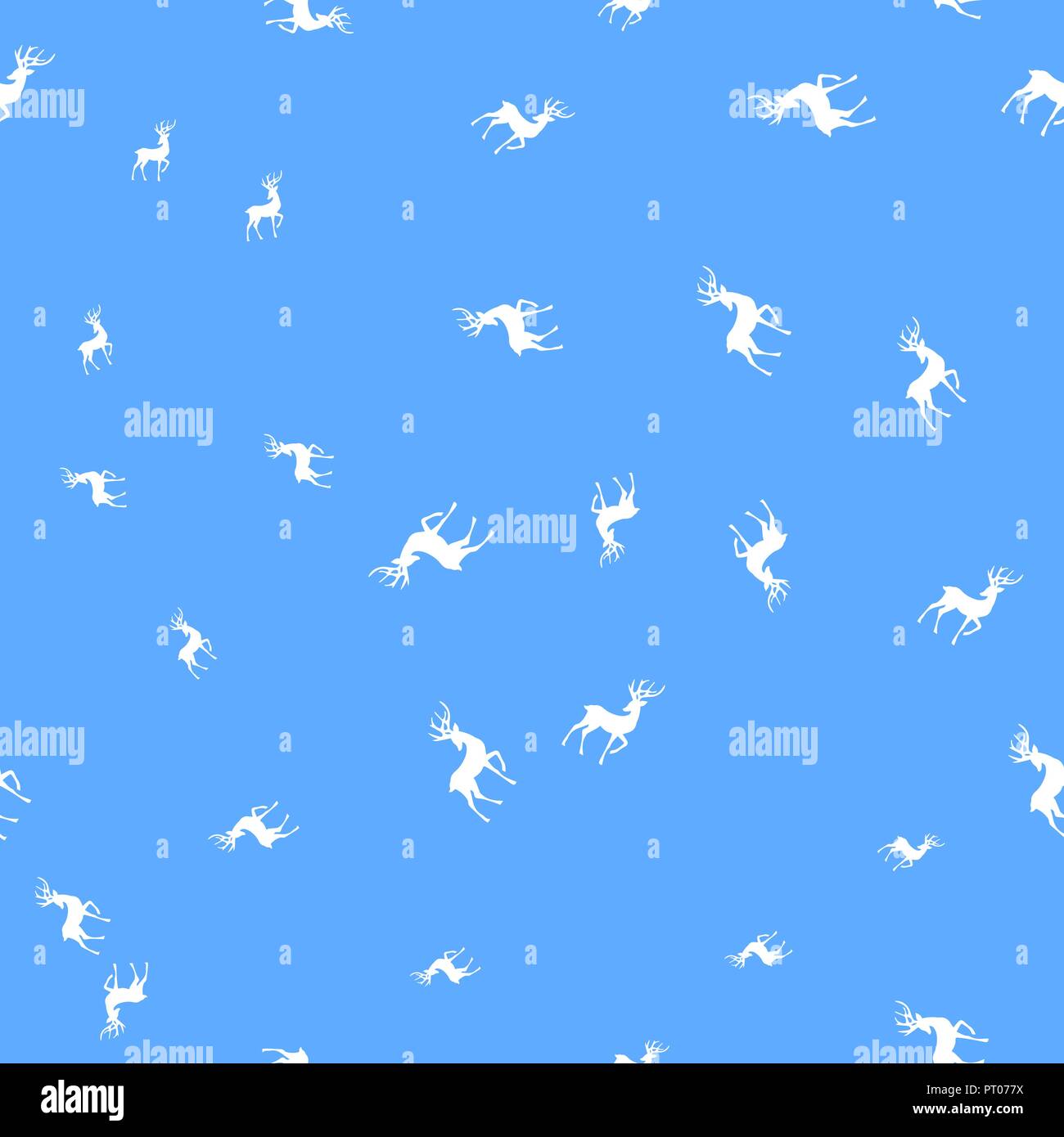 Silhouettes of deer seamless pattern. Light blue background. Vector ...