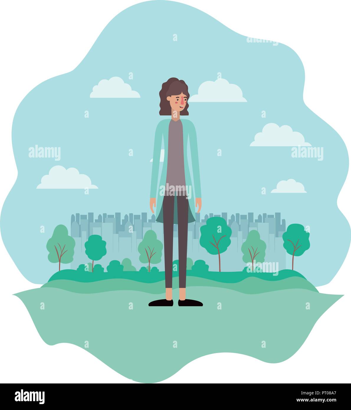 beautiful and young woman on the camp Stock Vector Image & Art - Alamy