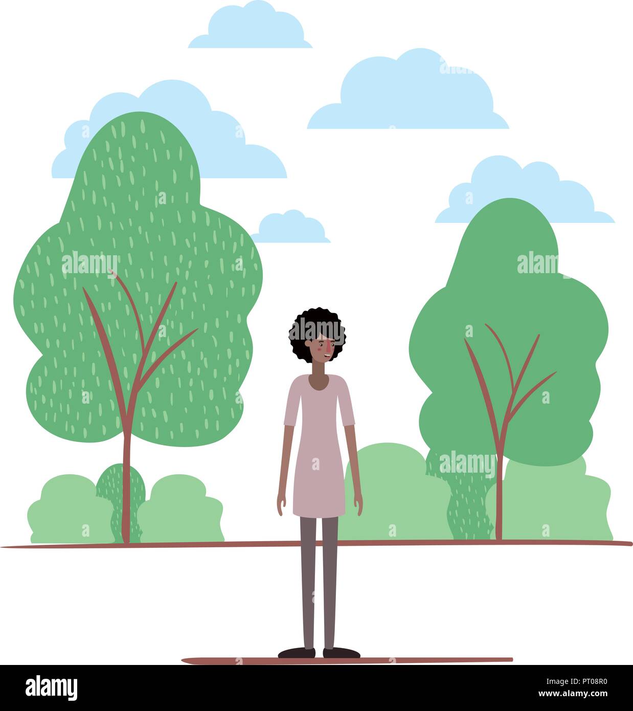 beautiful and young black woman on the camp Stock Vector Image & Art ...