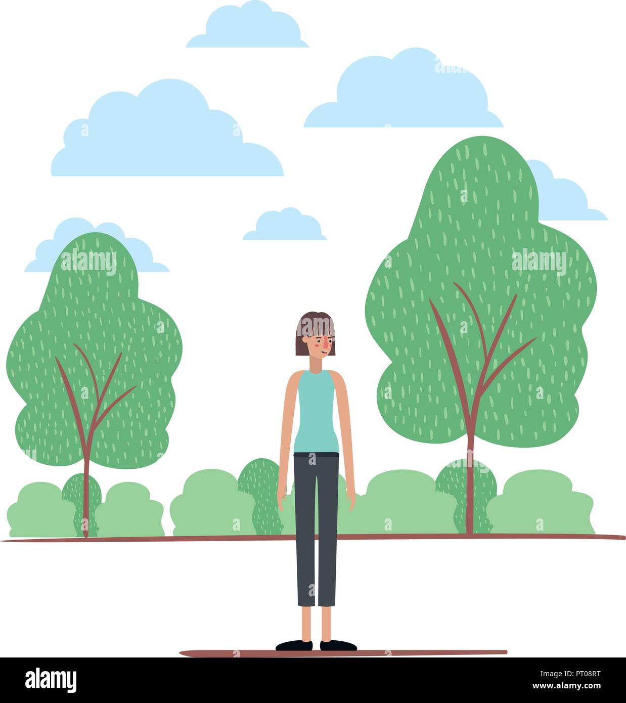 beautiful and young woman on the camp Stock Vector Image & Art - Alamy