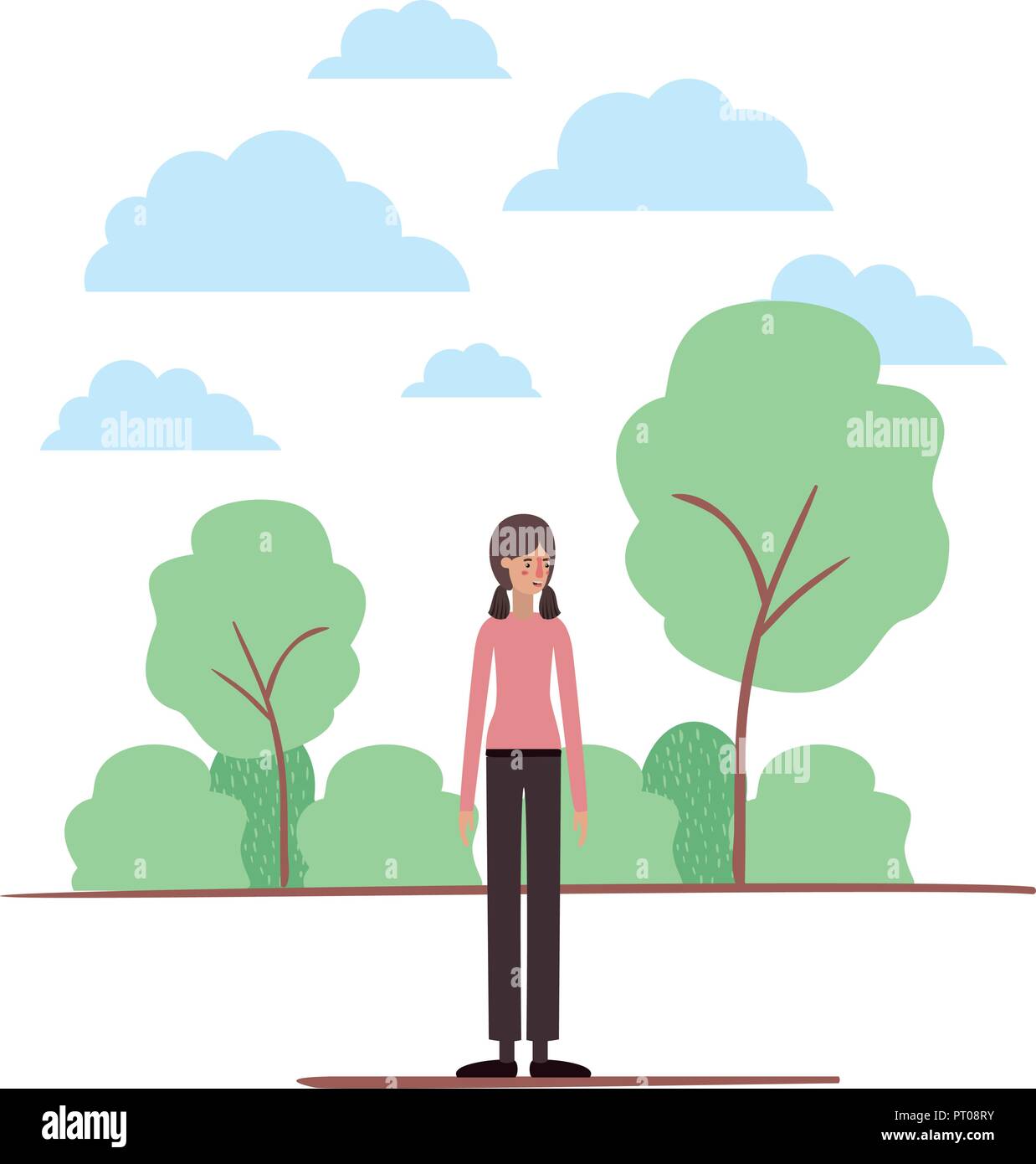 beautiful and young woman on the camp Stock Vector Image & Art - Alamy