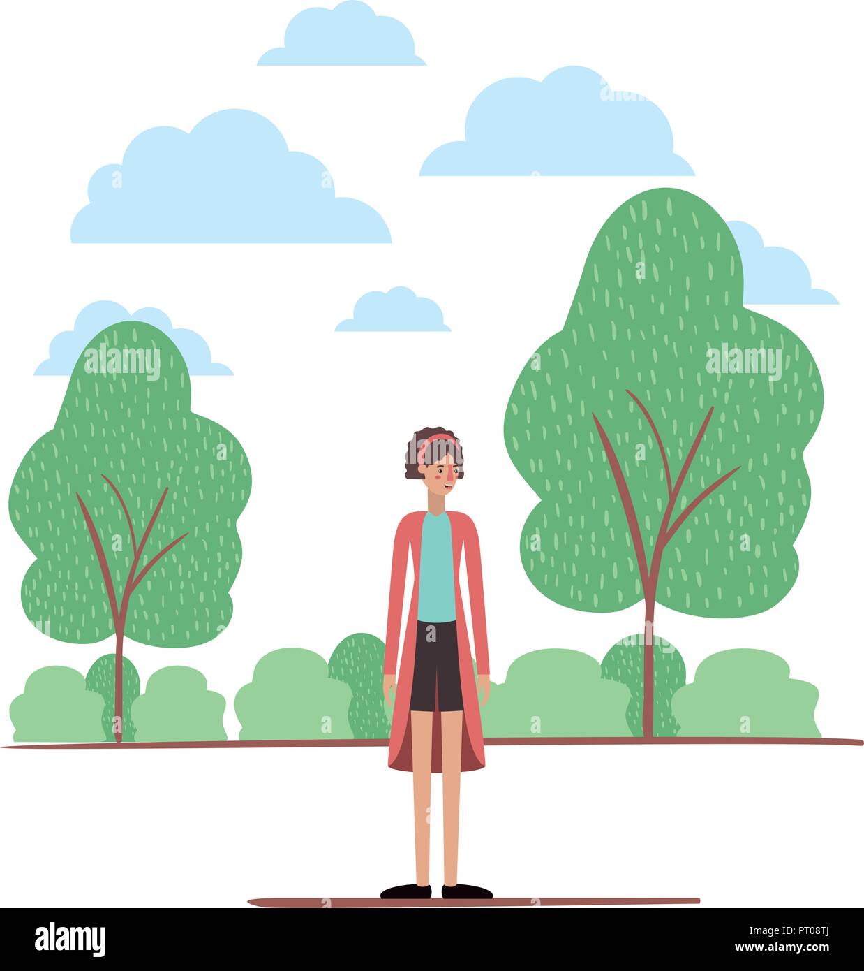 beautiful and young woman on the camp Stock Vector Image & Art - Alamy