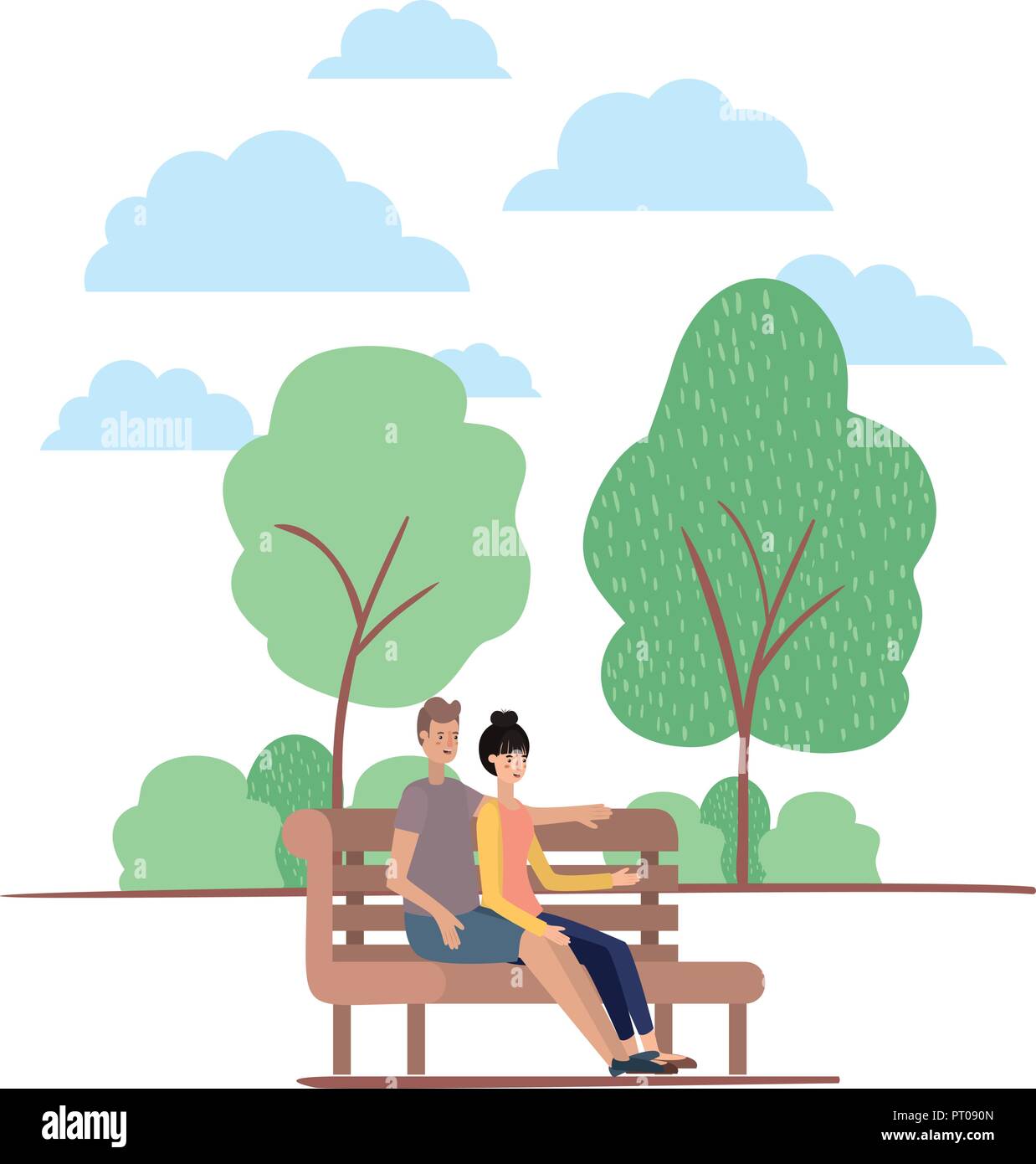 couple sitting in park chair characters Stock Vector Image & Art - Alamy