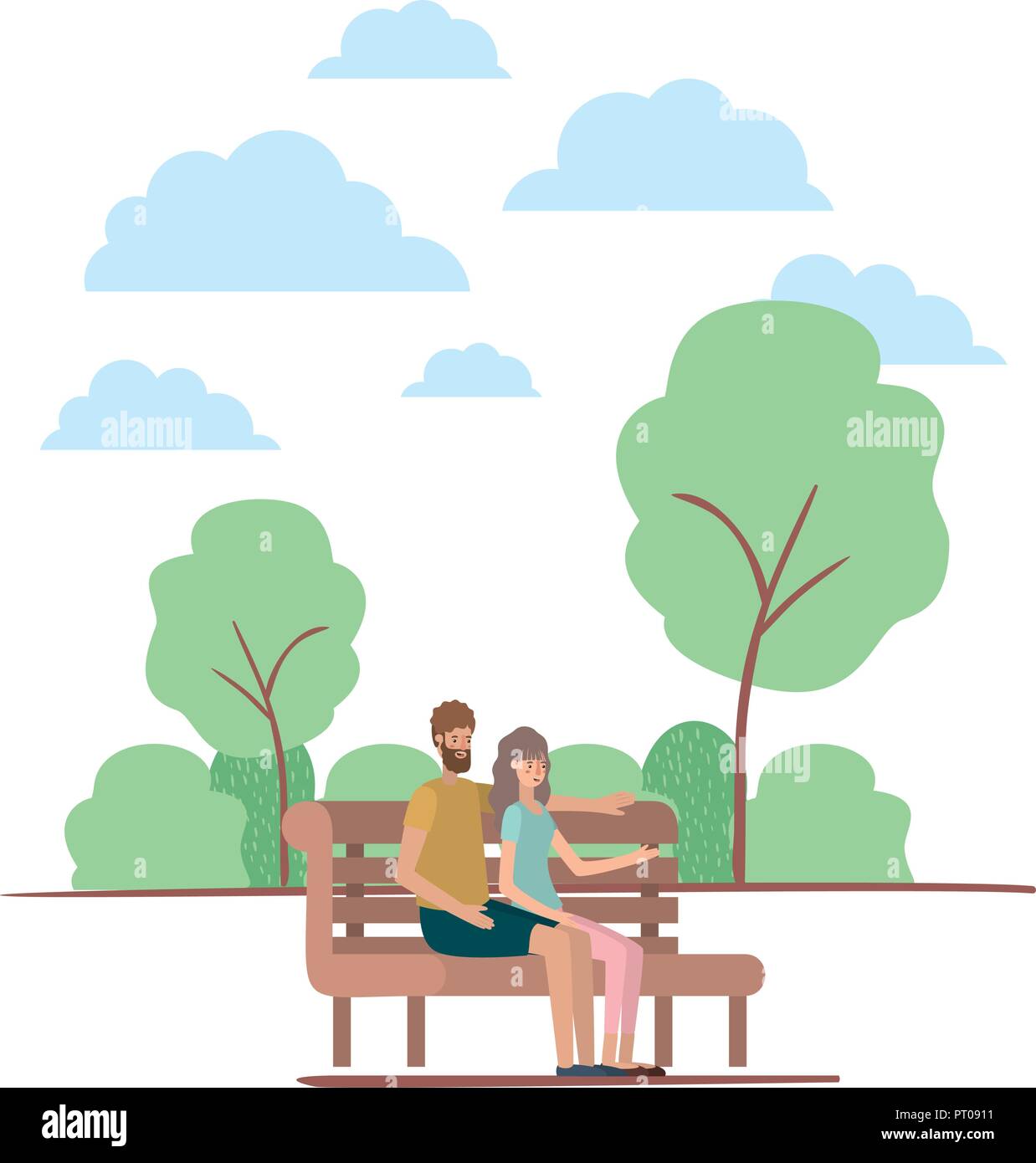 couple sitting in park chair characters Stock Vector Image & Art - Alamy