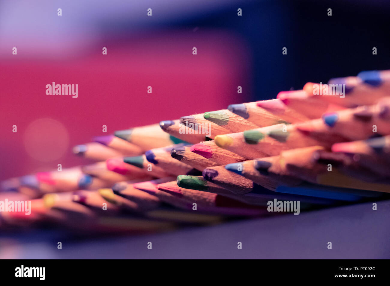 vibrant colour pencils in a row royalty free background Stock Photo