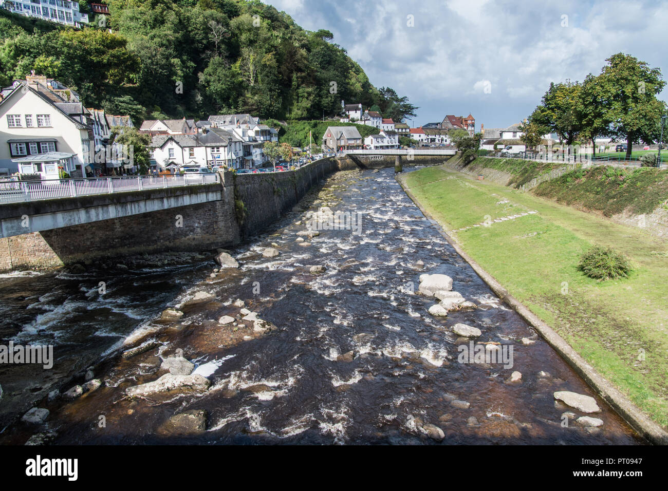 East Lyn and West Lyn rivers in Lynmouth Devon Stock Photo Alamy