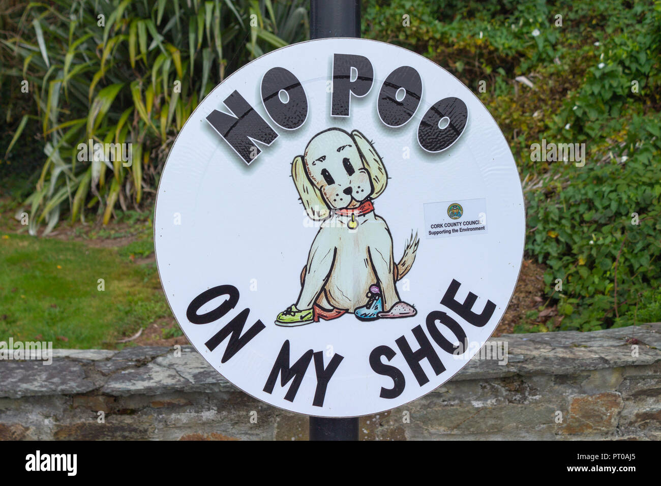 anti dog fouling sign on pavement poster in west cork ireland Stock Photo
