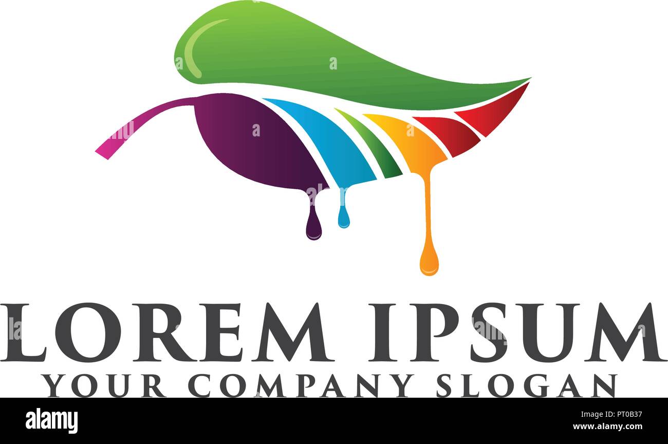 Leaf Paint Logo Design Concept Template Stock Vector Art