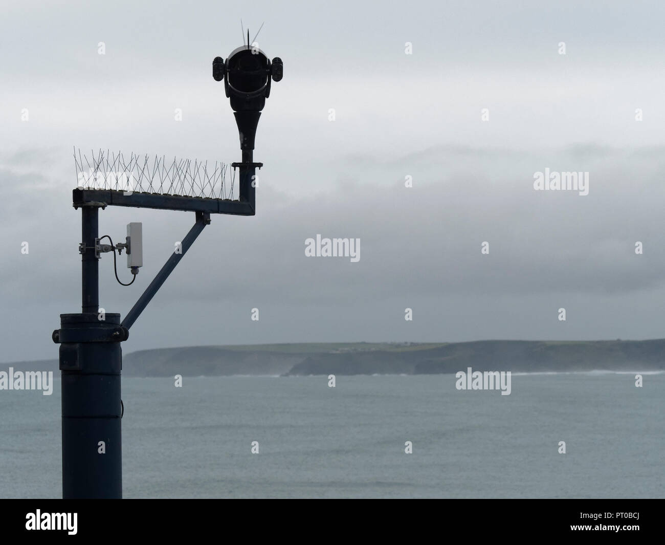 Surveillance Camera overlooking  Newquay Harbour Cornwall UK Stock Photo