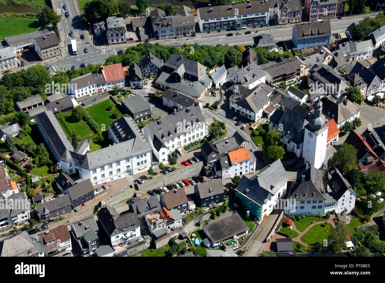 Aerial view, Land Registry, Old Town core, Steinweg, IHK, Arnsberg, North Rhine-Westphalia, Germany, Europe, Stock Photo