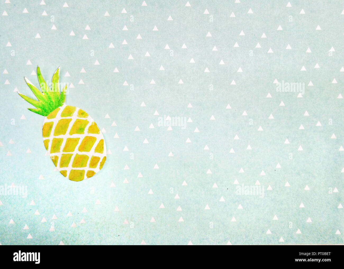Watercolor, pineapple, background, triangles Stock Photo