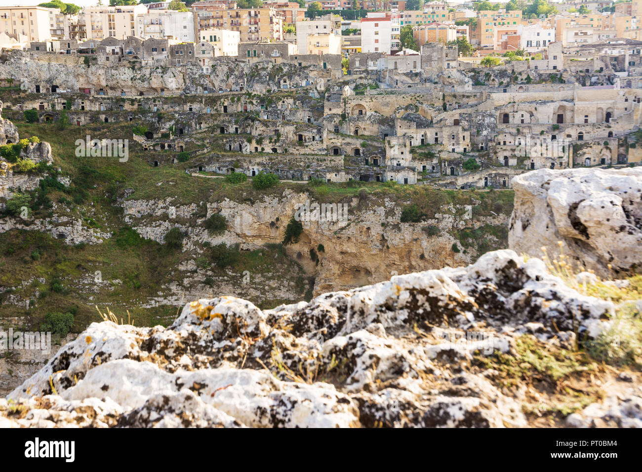 Watching the Sassi di Matera from the opposite hill Stock Photo