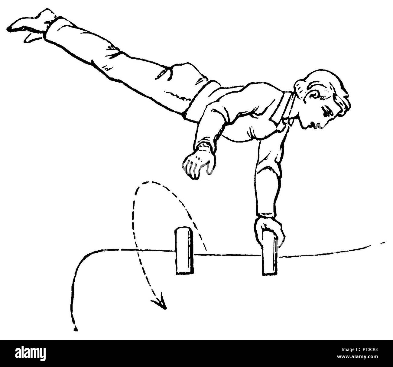 Gymnastics, exercises horse jumping. Turn right, 1890 Stock Photo Alamy